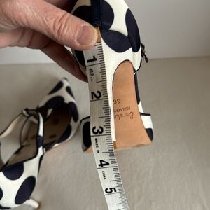 Boden Navy and White Polka Dot Heels